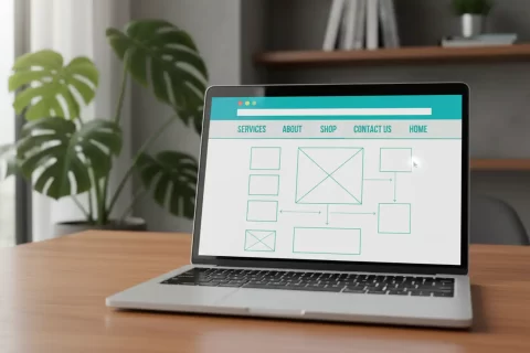 Webpage versus website illustration of a wireframe of a website